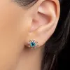 Daisy Stud Earrings in Silver and London Blue Topaz sold by Henryka