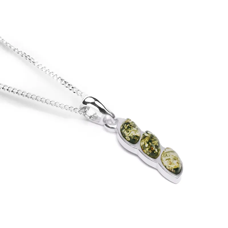 Abstract Leaf Necklace in Silver & Green Amber sold by Henryka