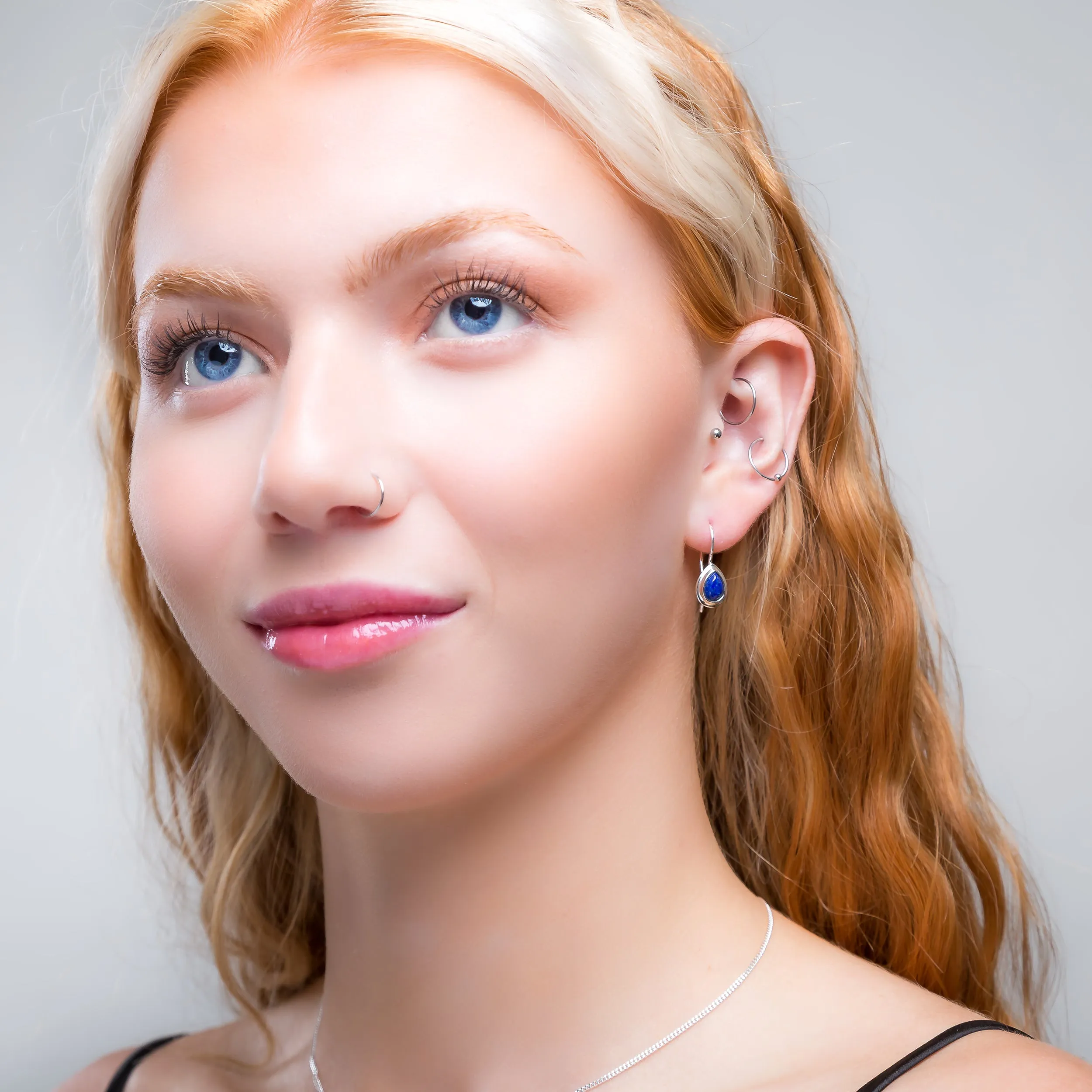 Classic Teardrop Hook Earrings in Silver and Lapis Lazuli sold by Henryka product image thumbnail 3