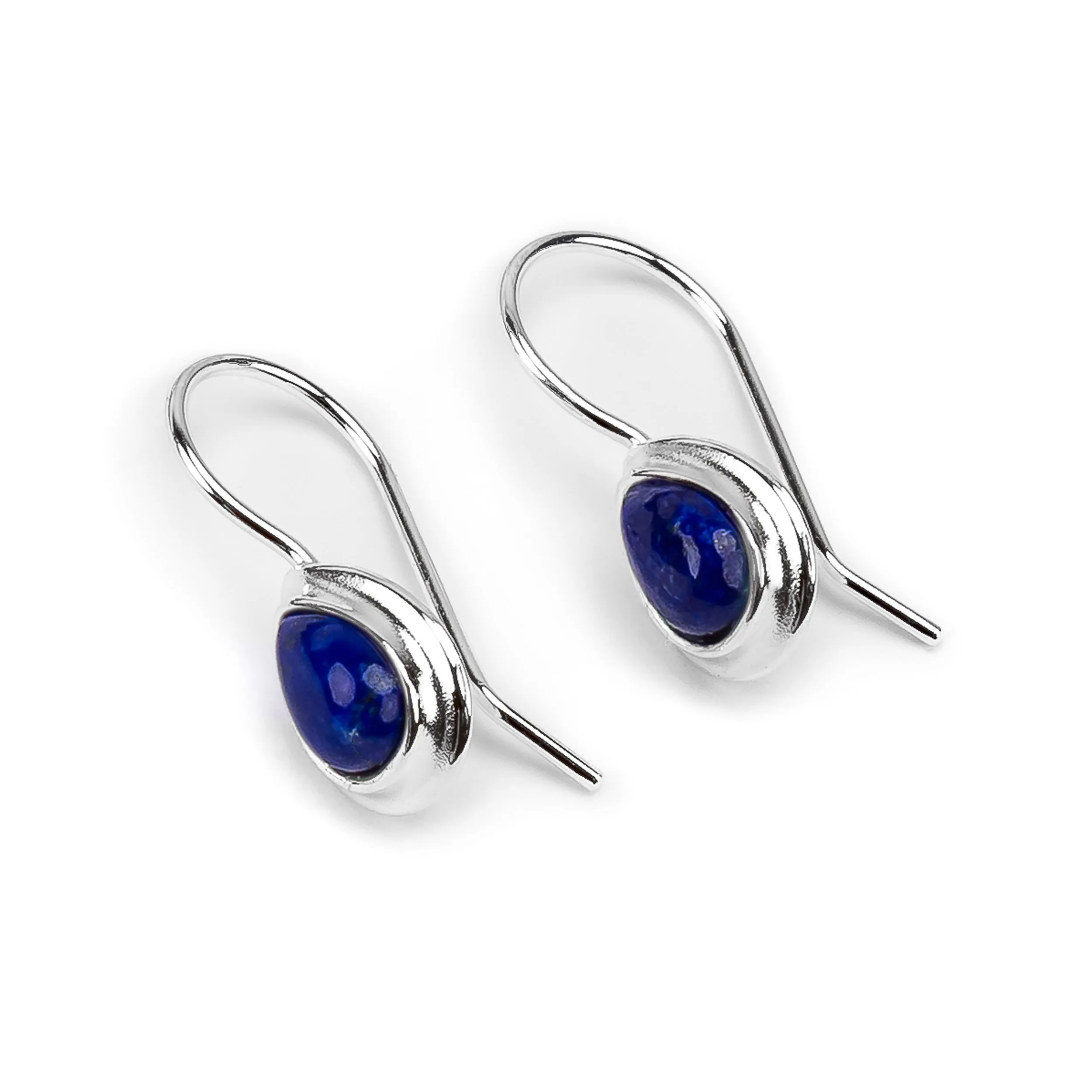 Classic Teardrop Hook Earrings in Silver and Lapis Lazuli sold by Henryka