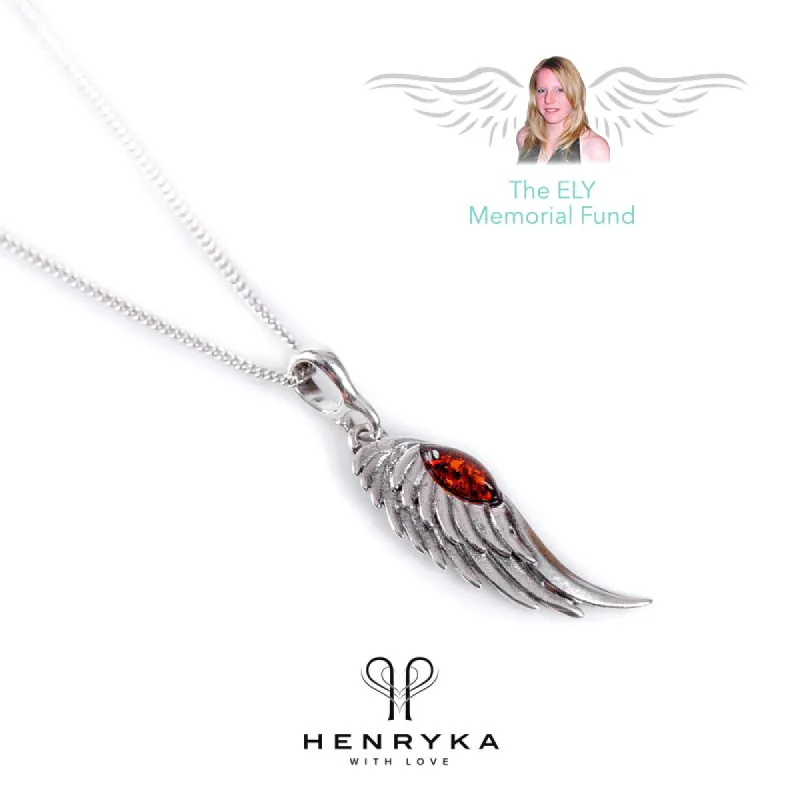 Angel Wing Necklace in Silver and Amber sold by Henryka
