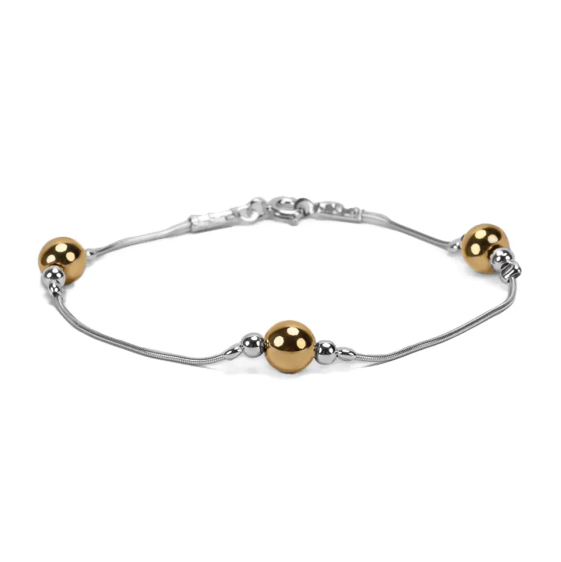 Bead Bracelet in Silver and Gold Hematite sold by Henryka