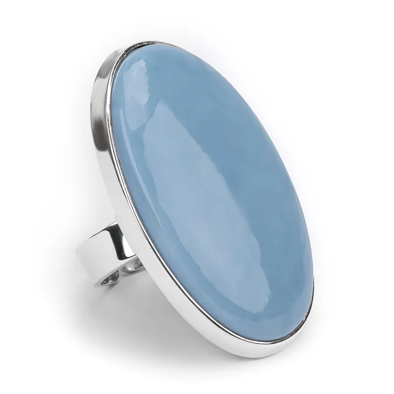 Striking Owyhee Blue Opal Statement Ring - Natural Designer Gemstone sold by Henryka