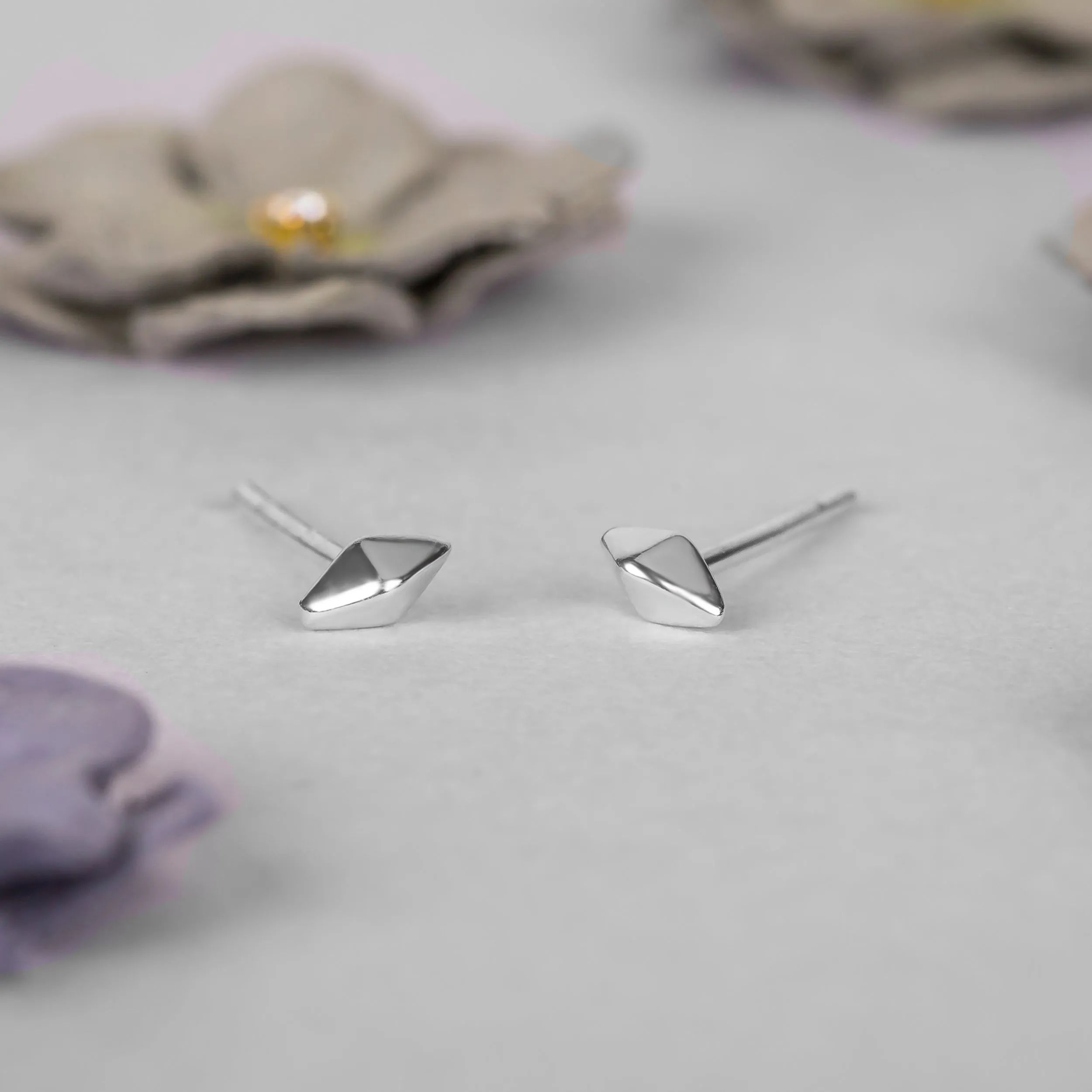 Tiny Rhombus Stud Earrings in Silver sold by Henryka product image thumbnail 4