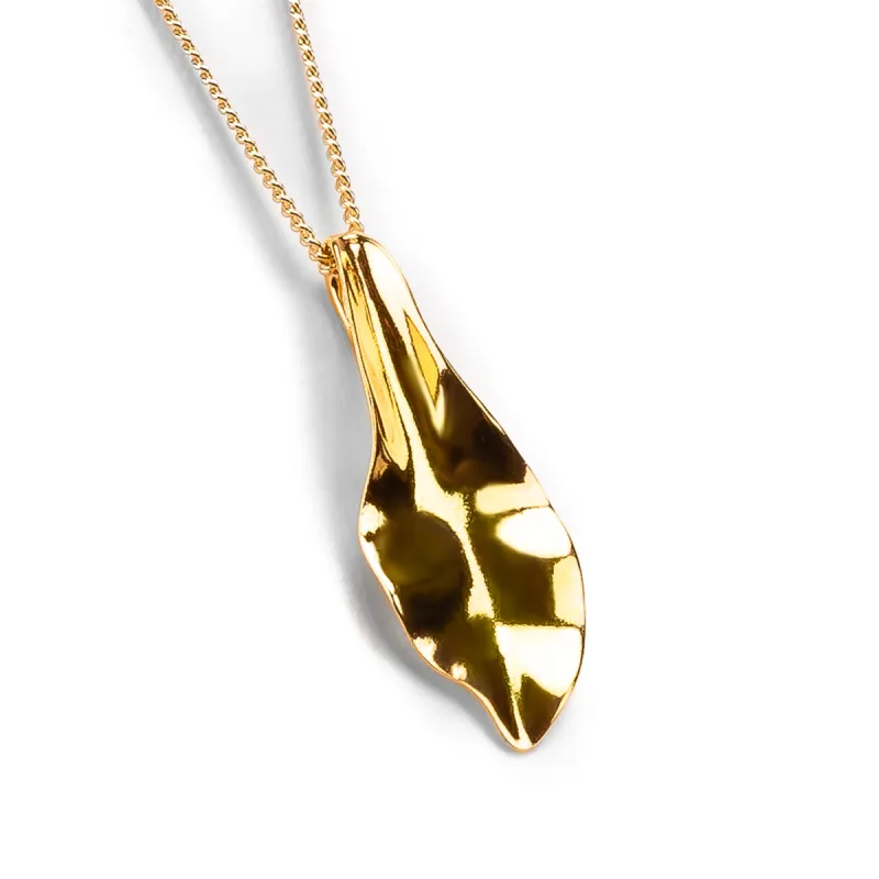 Large Solid Silver with 24ct Gold Single Leaf Necklace sold by Henryka