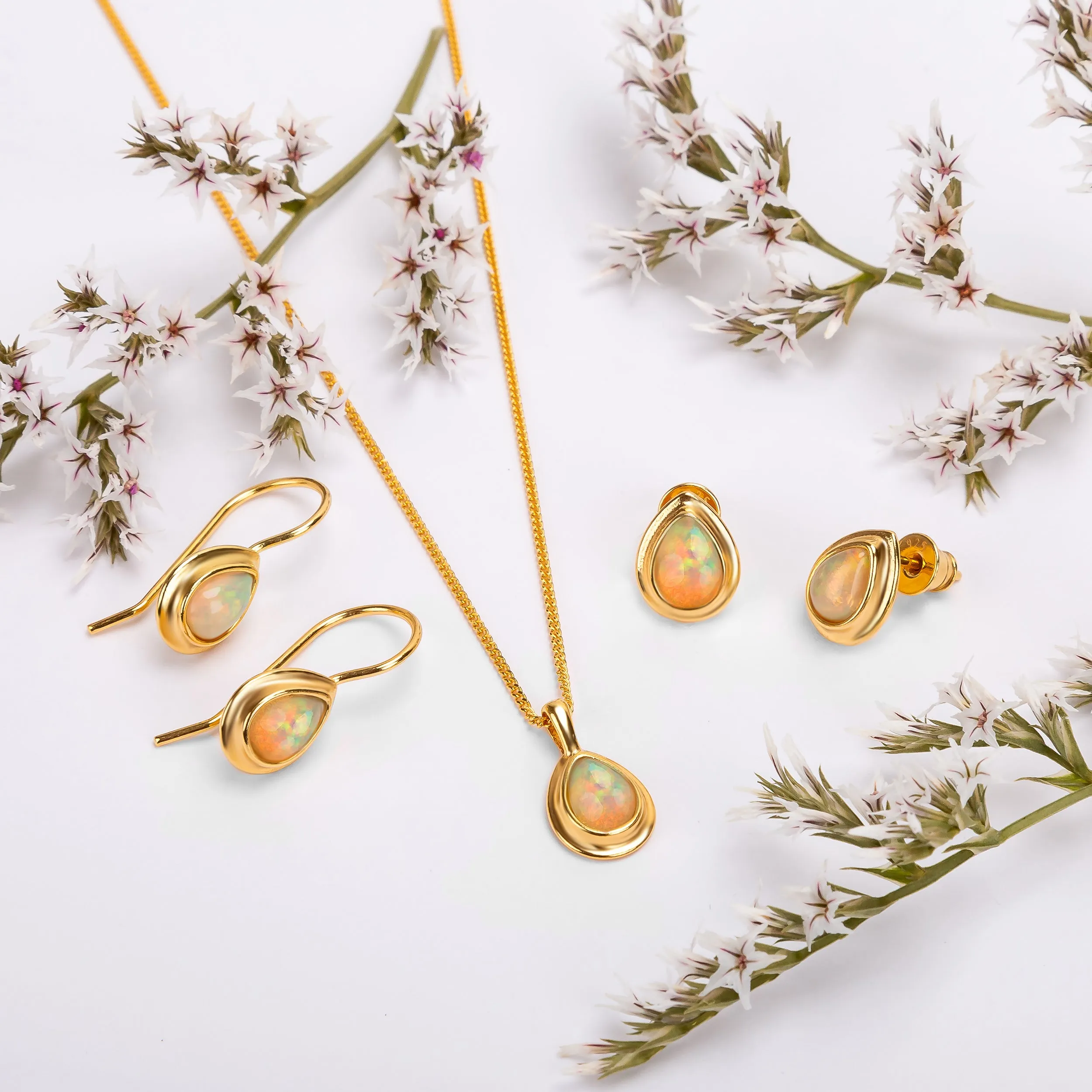 Classic Teardrop Necklace in Silver with 24ct and Ethiopian Opal sold by Henryka product image thumbnail 2