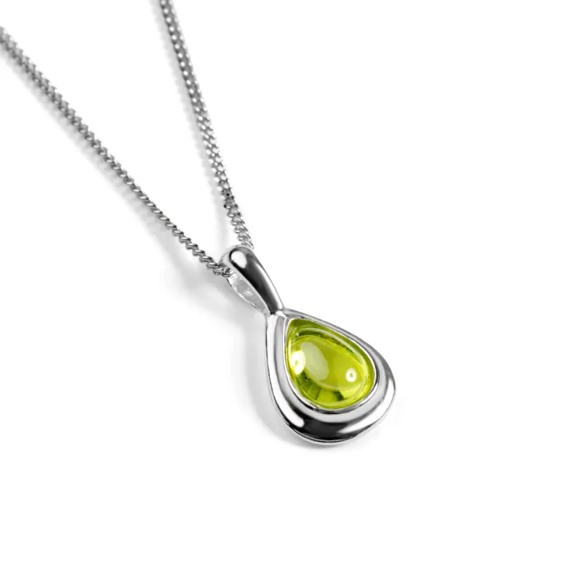 Classic Teardrop Necklace in Silver and Peridot sold by Henryka