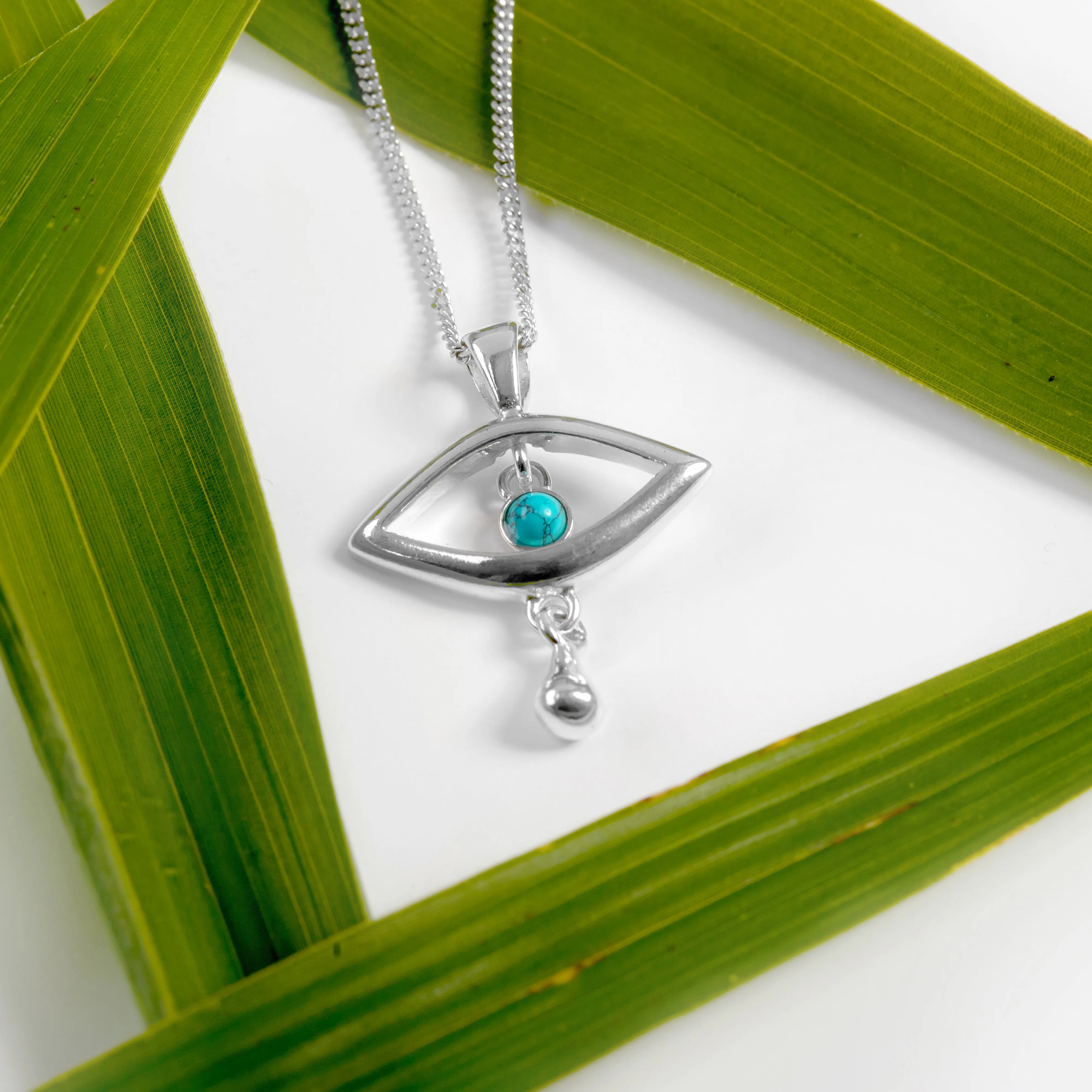 Evil Eye Necklace in Silver and Turquoise sold by Henryka product image thumbnail 4