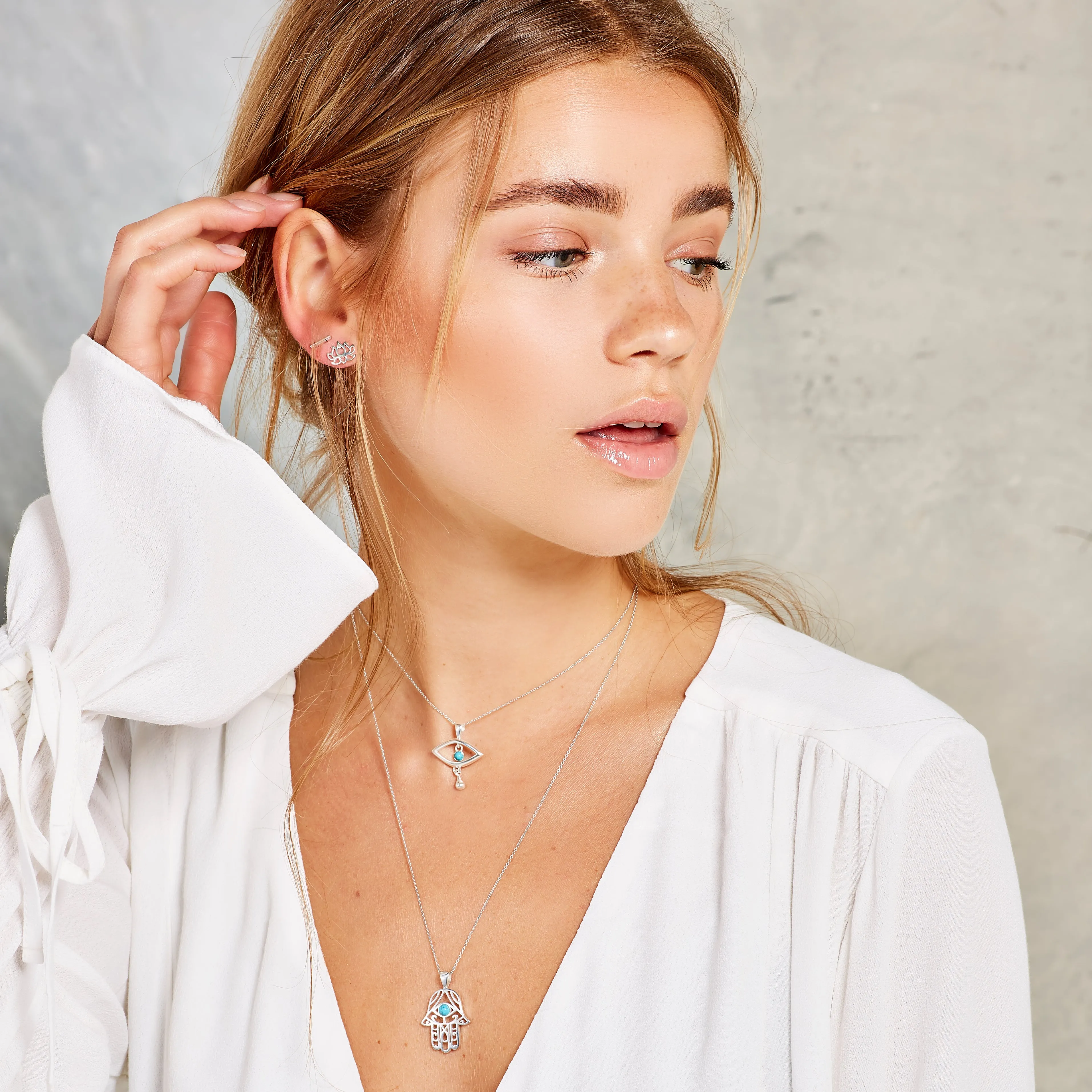 Evil Eye Necklace in Silver and Turquoise sold by Henryka product image thumbnail 3