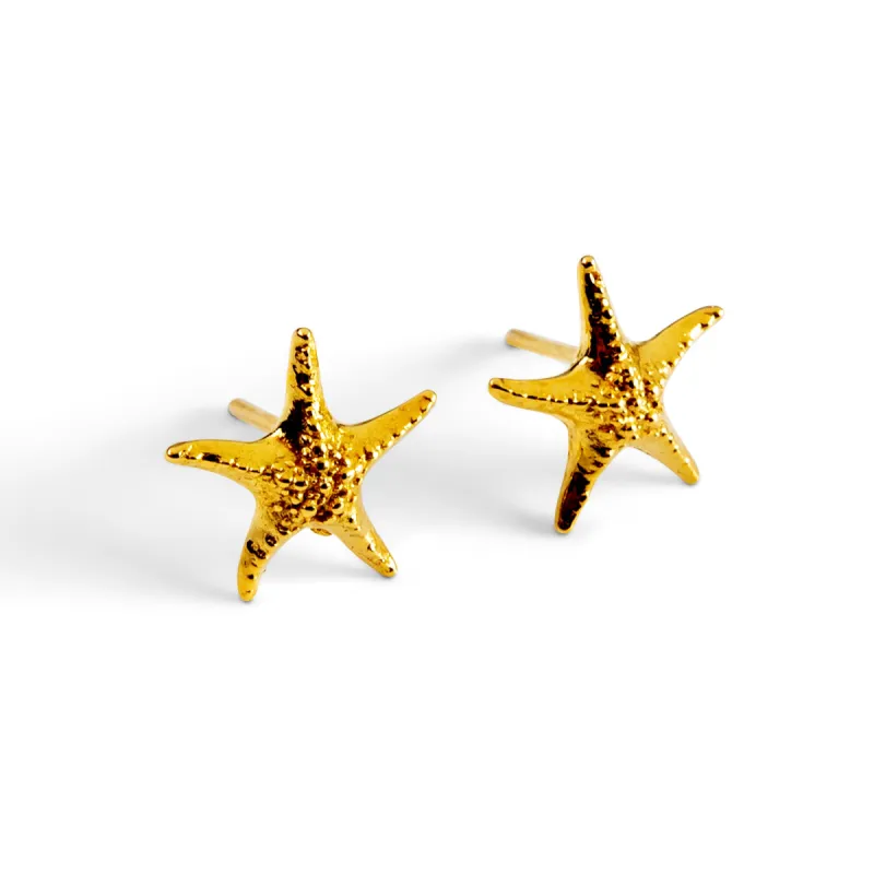Starfish Stud Earrings in Silver with 24ct Gold sold by Henryka