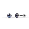 Minimal Small Round Stud Earrings in Silver and Black Pearl sold by Henryka