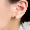 Minimal Small Round Stud Earrings in Silver and Black Pearl sold by Henryka