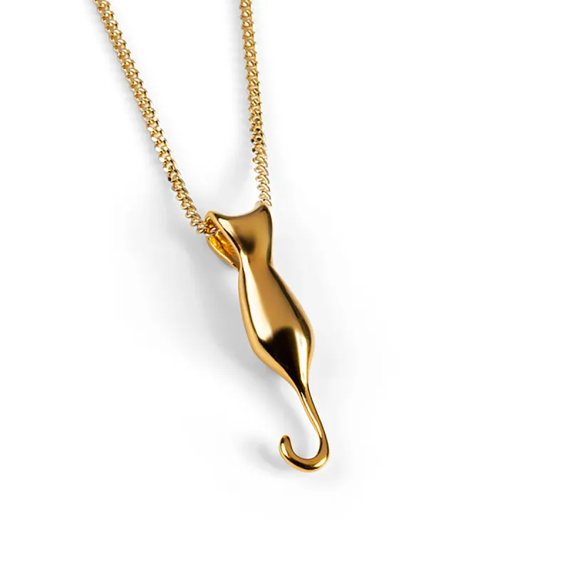 Miniature Cat Necklace in Silver with 24ct Gold sold by Henryka