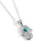 Miniature Hamsa Hand Necklace in Silver and Turquoise sold by Henryka