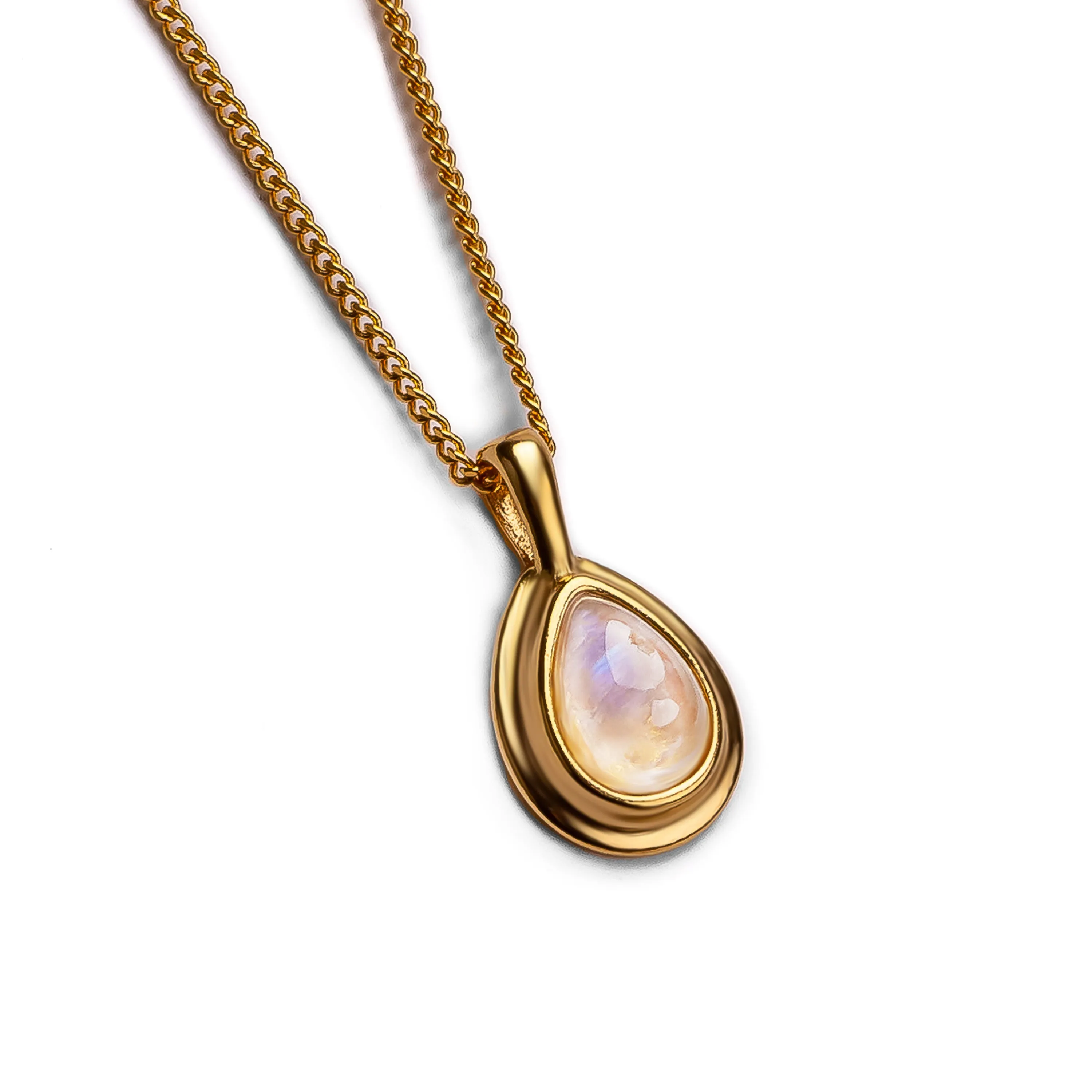 Classic Teardrop Necklace in Silver with 24ct Gold & Moonstone sold by Henryka
