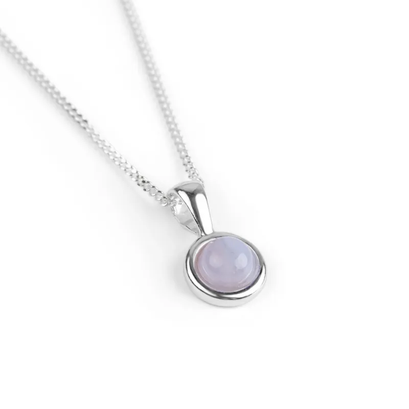 Round Charm Necklace in Silver and Blue Lace Agate sold by Henryka