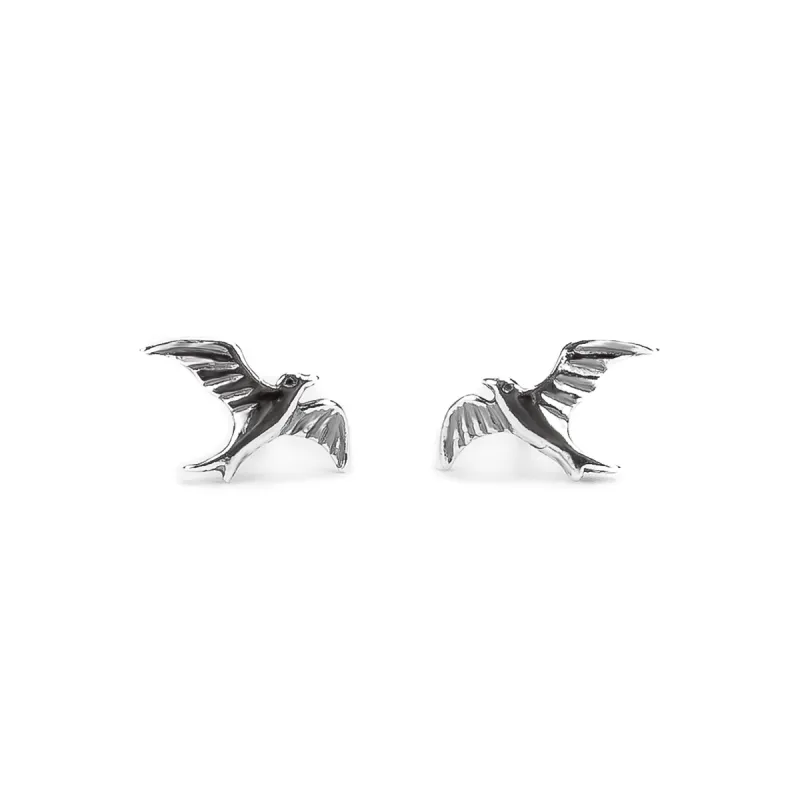 Flying Bird Stud Earrings in Silver sold by Henryka