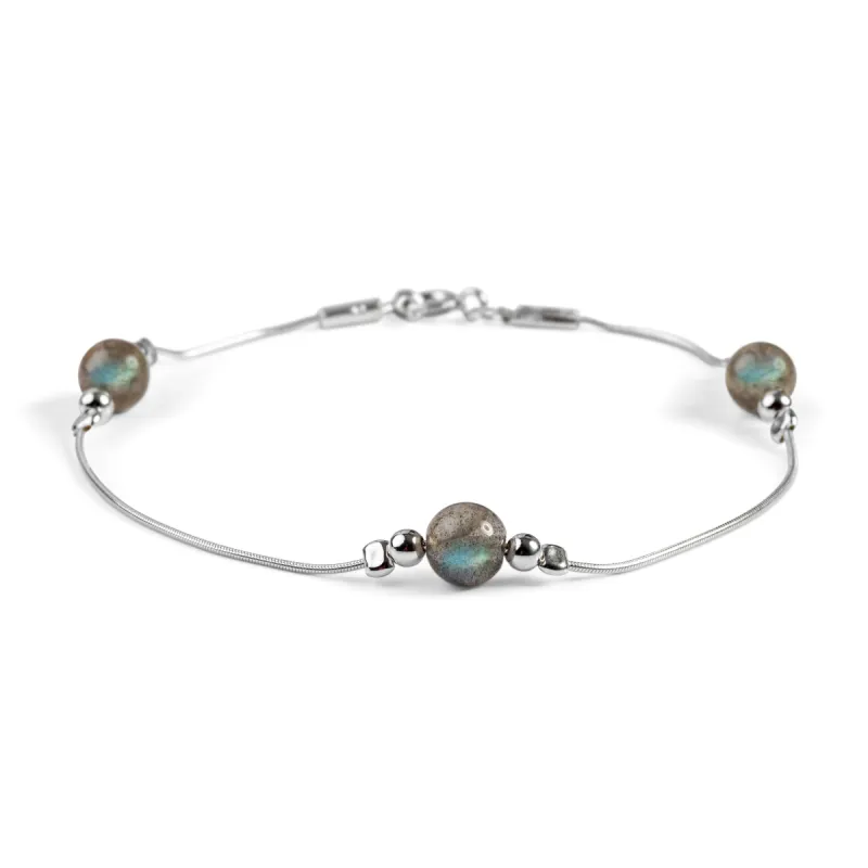 Bead Bracelet in Silver and Labradorite sold by Henryka