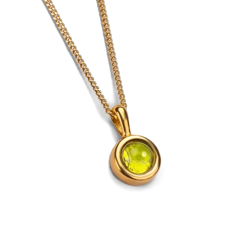 Round Charm Necklace in Silver with 24ct Gold & Peridot sold by Henryka