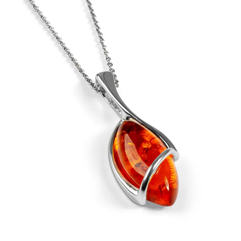 Elegant Twist Necklace in Silver and Amber sold by Henryka