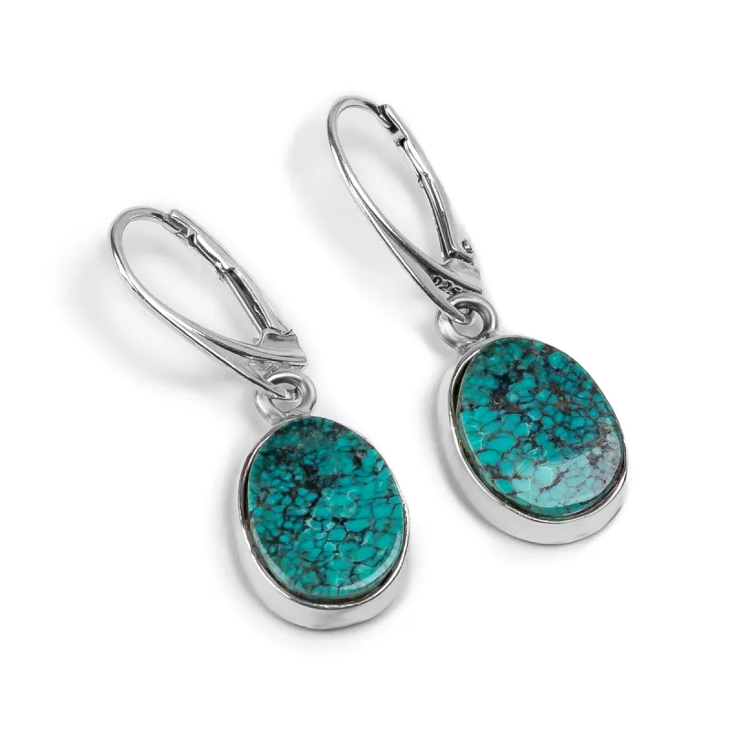 Lovely Tibetan Turquoise Earrings - Natural Designer Gemstones sold by Henryka
