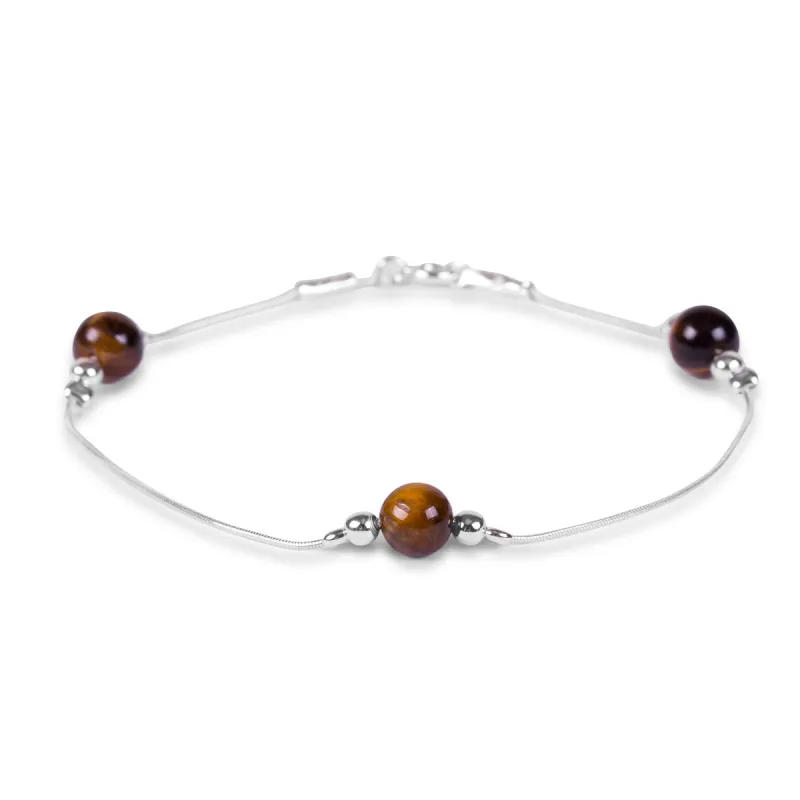 Bead Bracelet in Silver and Tiger's Eye sold by Henryka