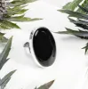 Classic Onyx Gemstone Adjustable Statement Ring - Natural Designer Gemstone sold by Henryka
