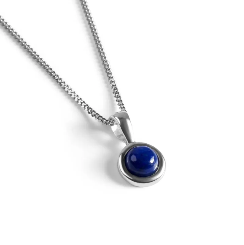Round Charm Necklace in Silver and Lapis Lazuli sold by Henryka