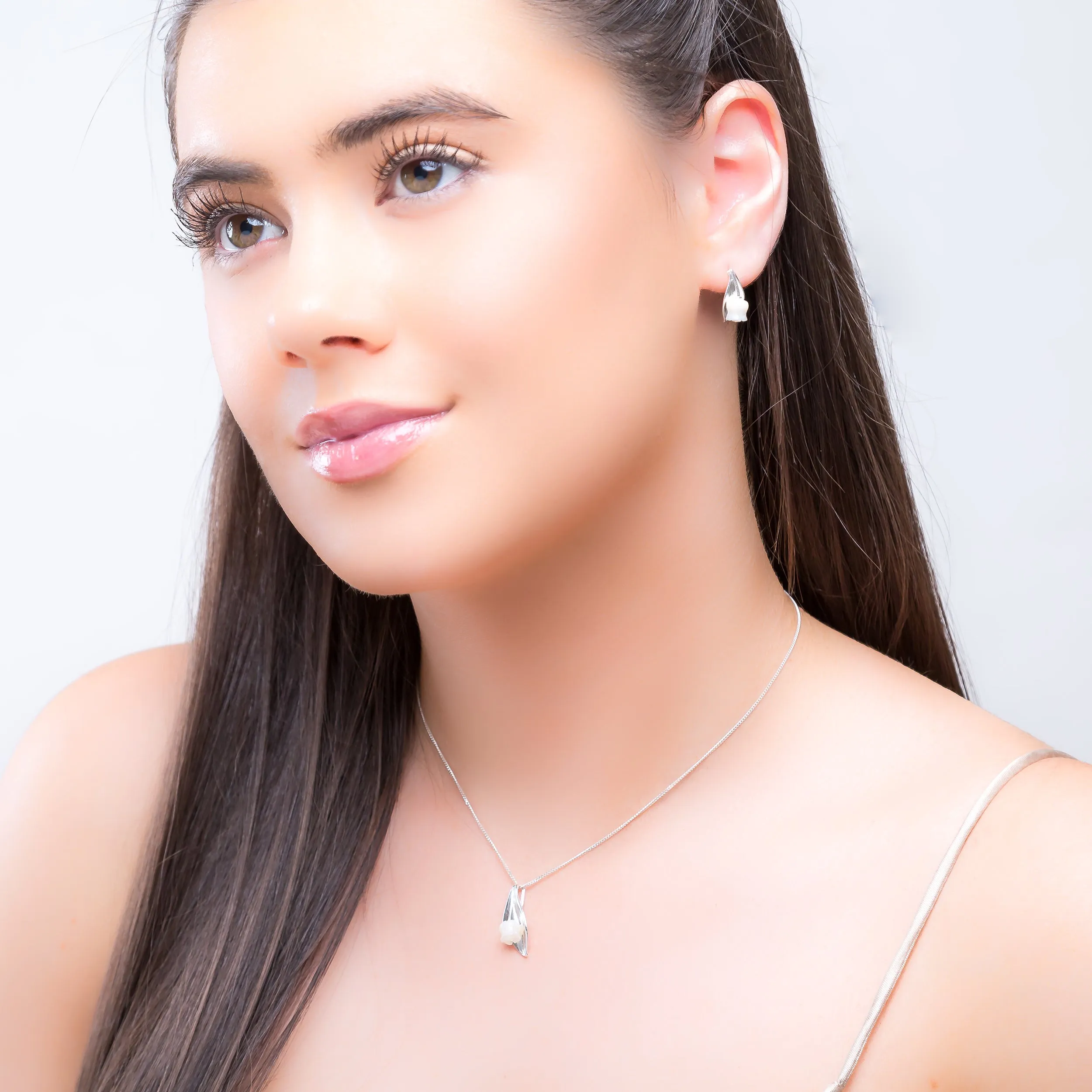 Lily of the Valley Necklace in Silver & Mother of Pearl sold by Henryka product image thumbnail 3