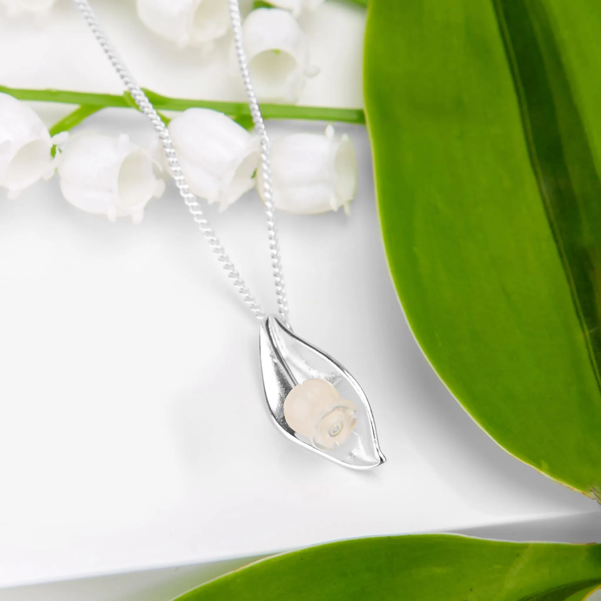 Lily of the Valley Necklace in Silver & Mother of Pearl sold by Henryka product image thumbnail 5