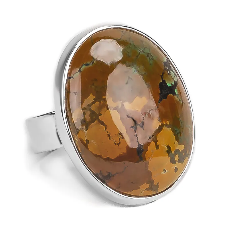 Tibetan Turquoise Adjustable Ring - Natural Designer Gemstone made by Henryka