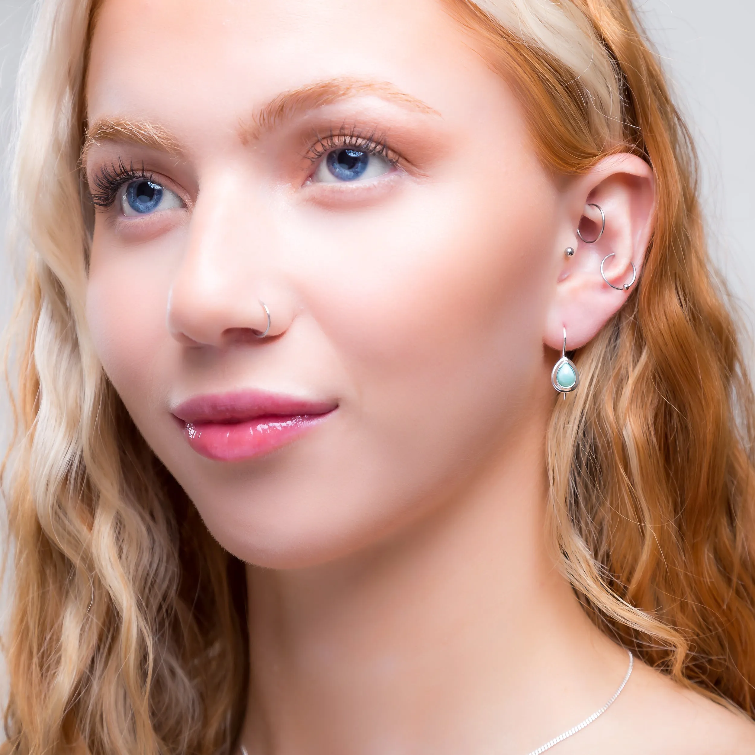 Classic Teardrop Hook Earrings in Silver and Larimar sold by Henryka product image thumbnail 3