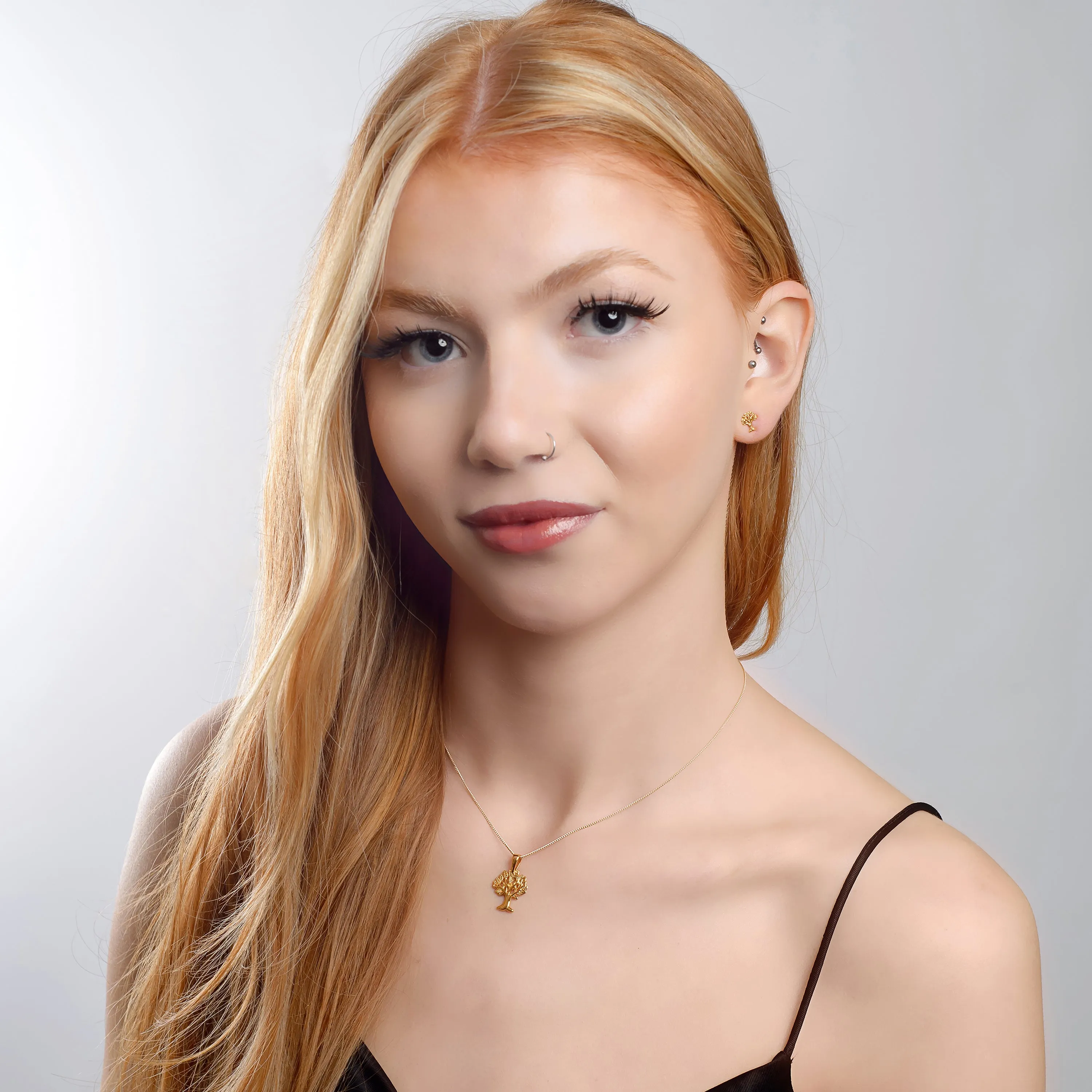 Tree of Life Stud Earrings in Silver with 24ct Gold sold by Henryka product image thumbnail 4