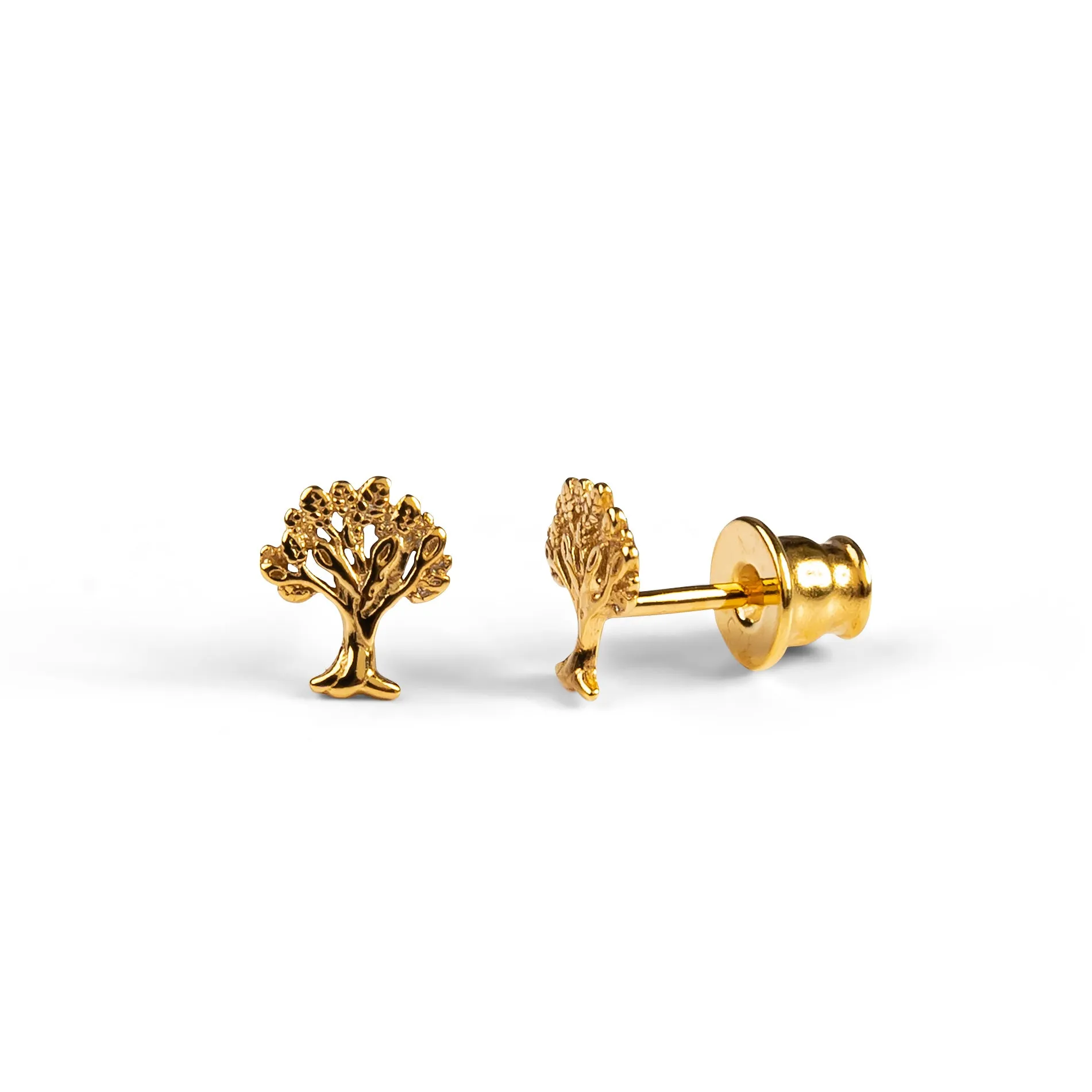 Tree of Life Stud Earrings in Silver with 24ct Gold sold by Henryka