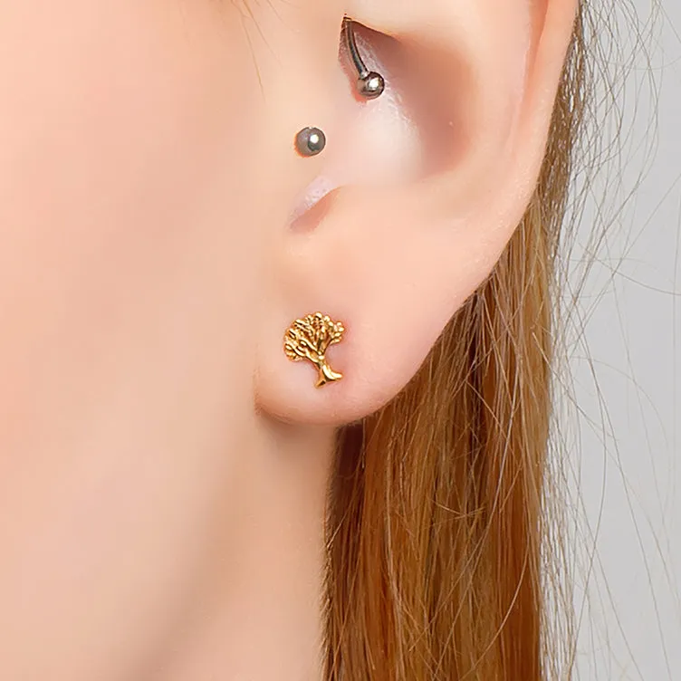 Tree of Life Stud Earrings in Silver with 24ct Gold sold by Henryka product image thumbnail 2