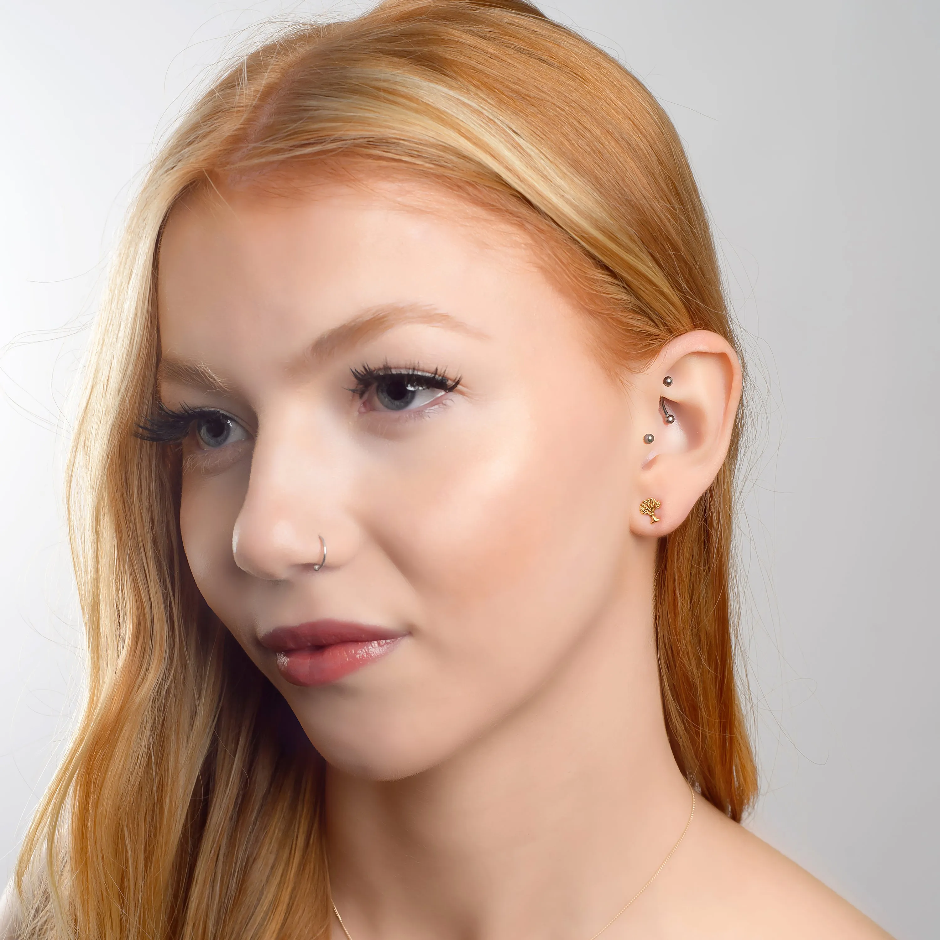 Tree of Life Stud Earrings in Silver with 24ct Gold sold by Henryka product image thumbnail 3