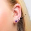 Teeny Tiny Round Stud Earrings in Silver and Amethyst sold by Henryka