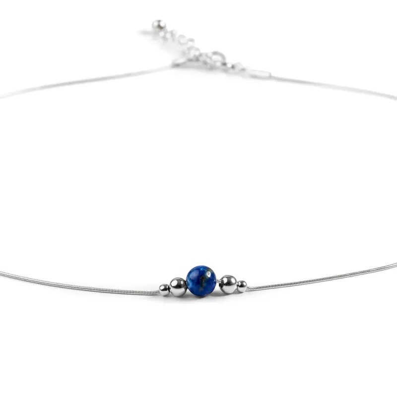 Delicate Single Stone Necklace in Silver and Lapis Lazuli sold by Henryka
