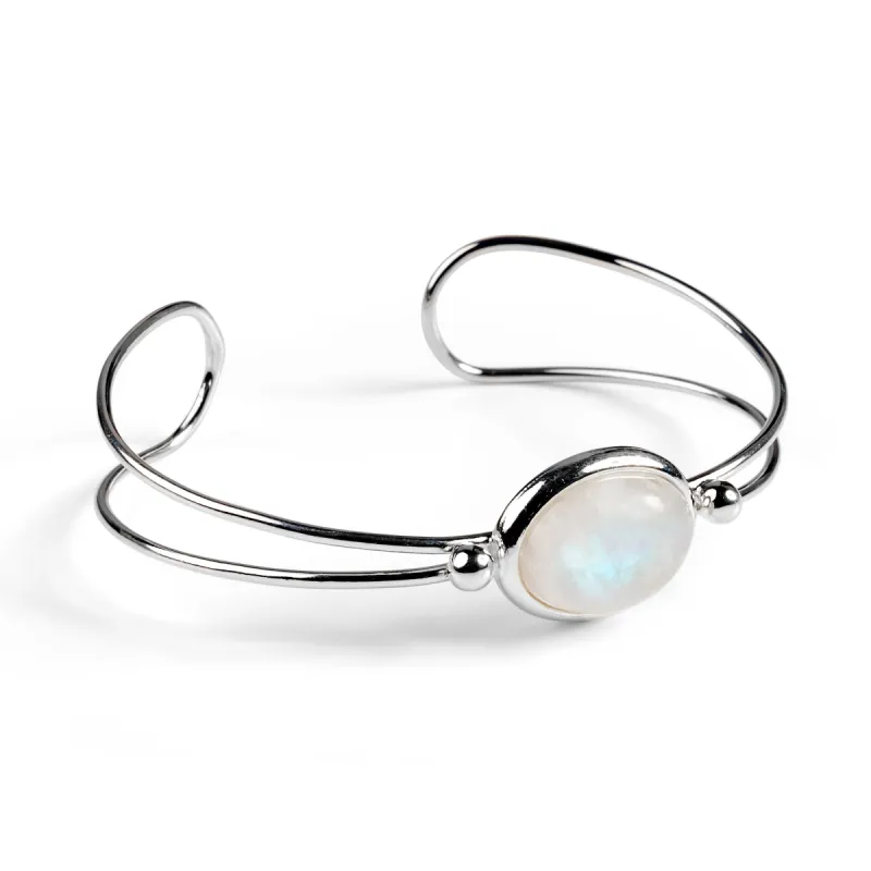 Oval Bangle in Silver and Moonstone sold by Henryka