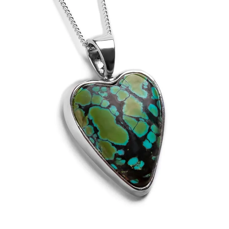 Heart Shape Tibetan Turquoise Necklace - Natural Designer Gemstone sold by Henryka
