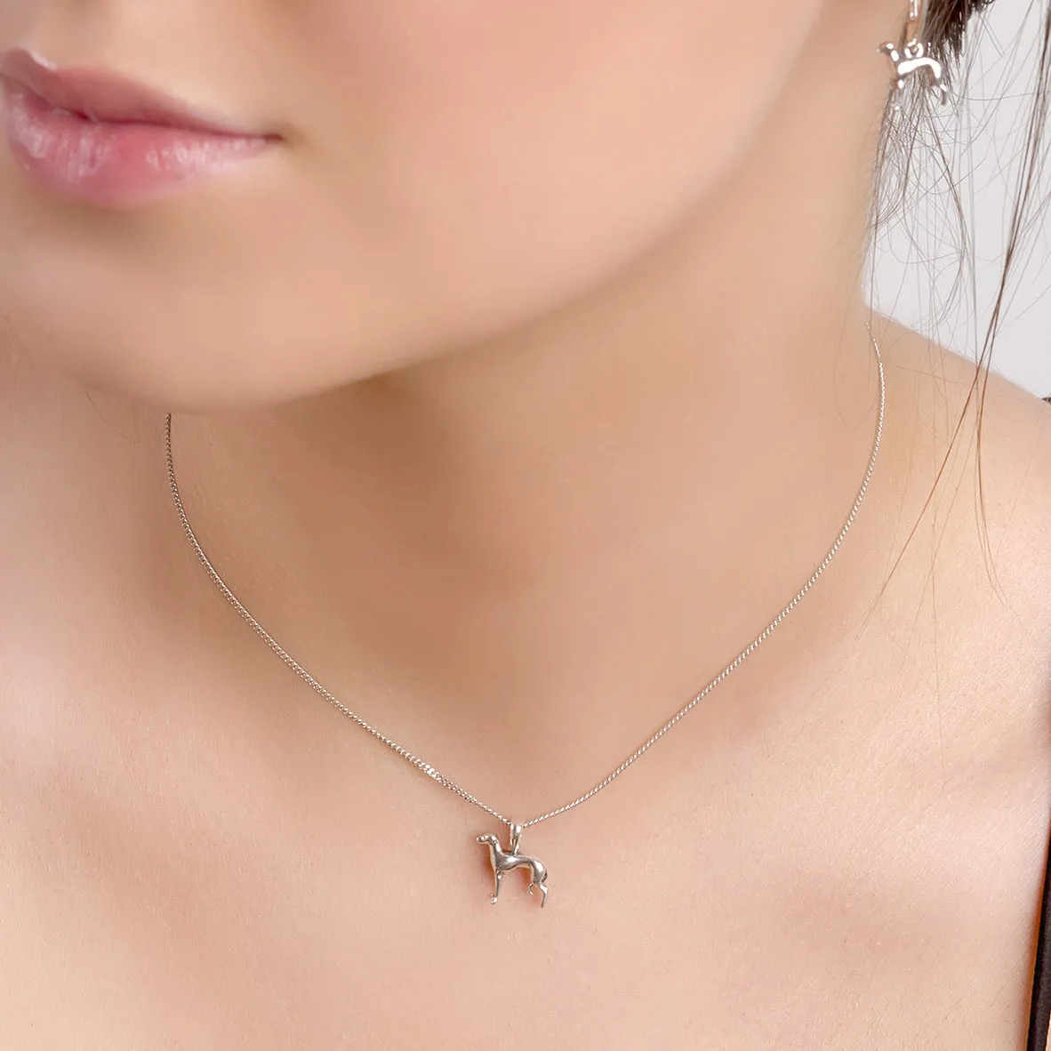 Miniature Greyhound / Whippet Dog Necklace in Silver sold by Henryka product image thumbnail 2