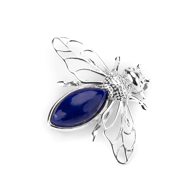 Honey Bee Brooch in Silver and Lapis Lazuli sold by Henryka