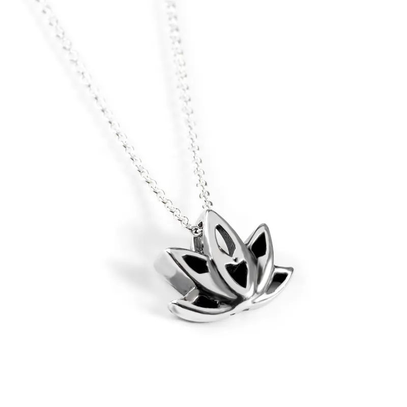 Miniature Lotus Flower Necklace in Silver sold by Henryka