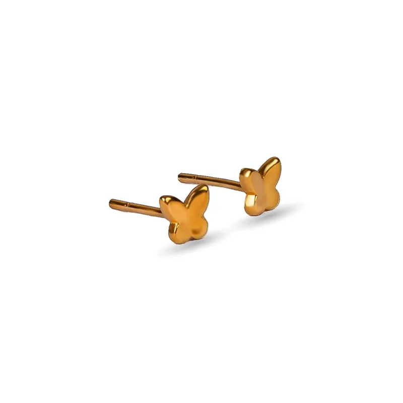 Tiny Butterfly Stud Earrings in Silver with 24ct Gold sold by Henryka