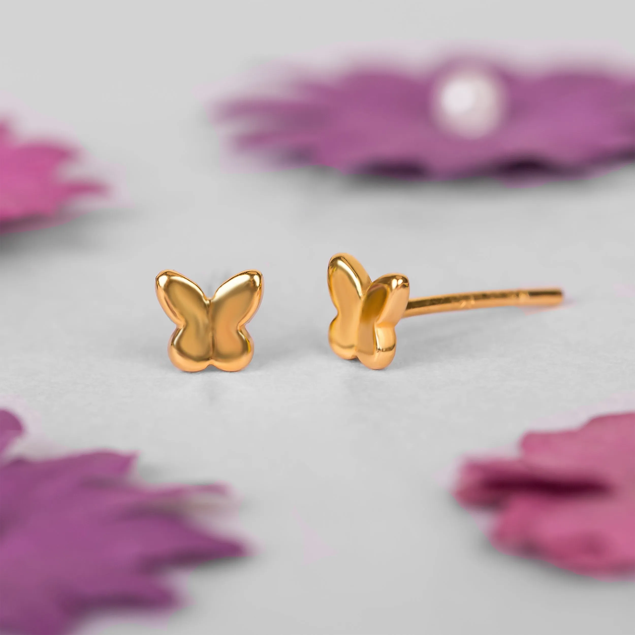 Tiny Butterfly Stud Earrings in Silver with 24ct Gold sold by Henryka product image thumbnail 4
