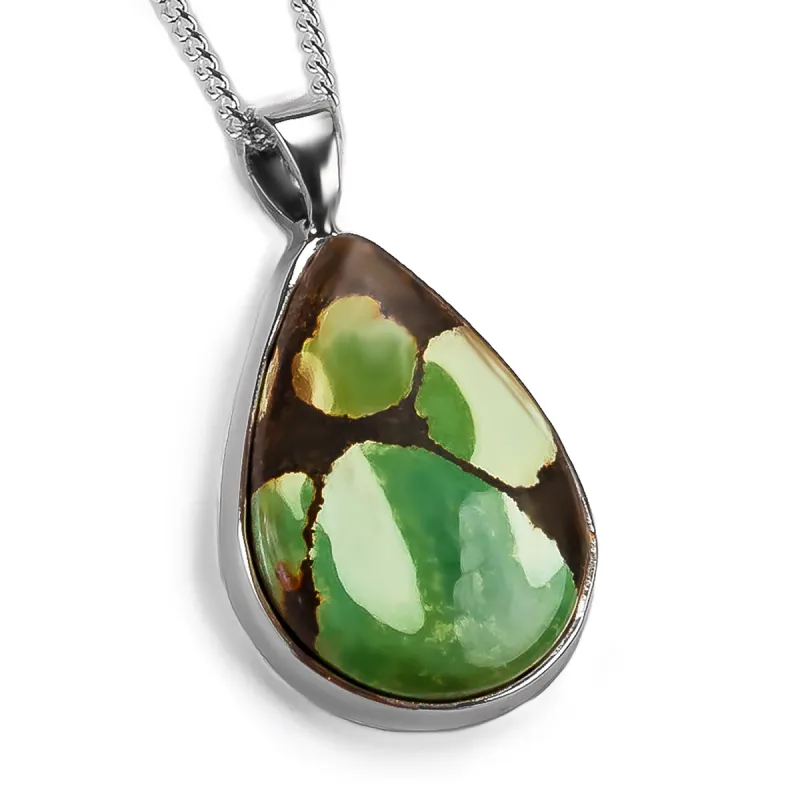 Tibetan Turquoise Teardrop Necklace -Natural Designer Gemstone sold by Henryka