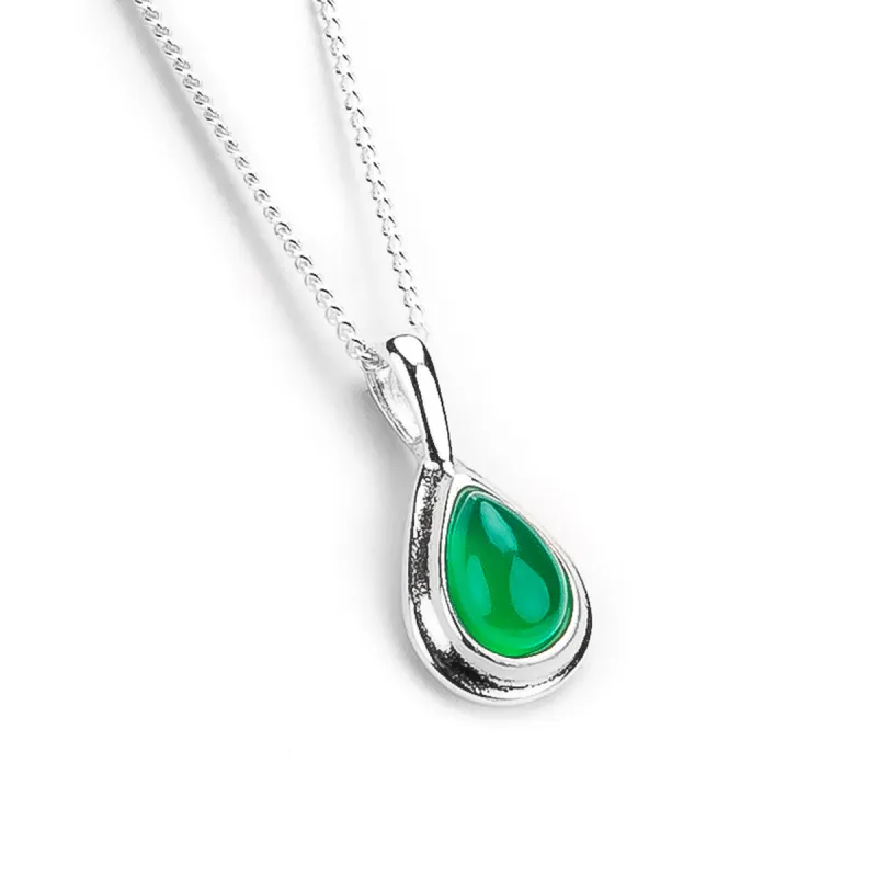 Classic Teardrop Necklace in Silver and Green Onyx sold by Henryka