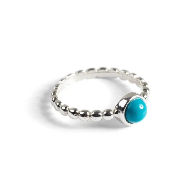 Round Charm Bead Ring in Silver and Turquoise sold by Henryka