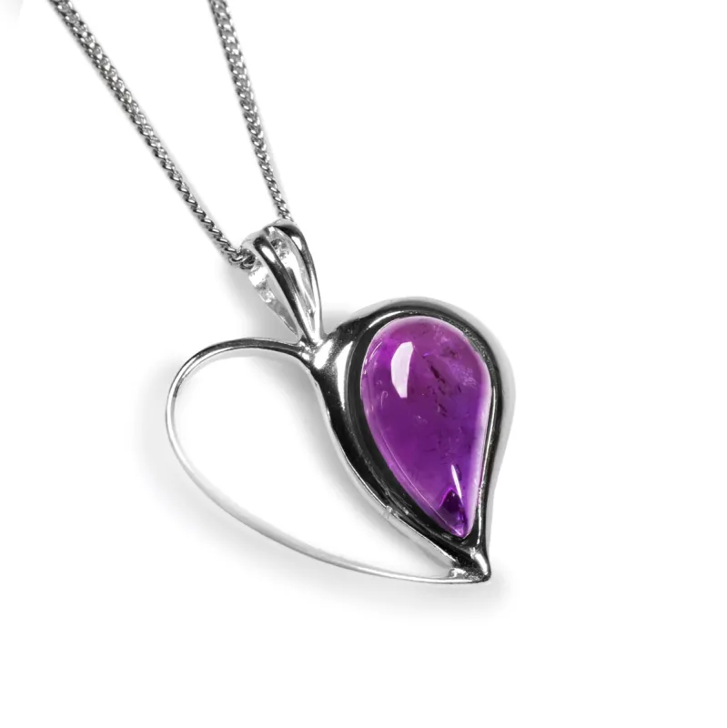 Heart Necklace in Silver and Amethyst sold by Henryka