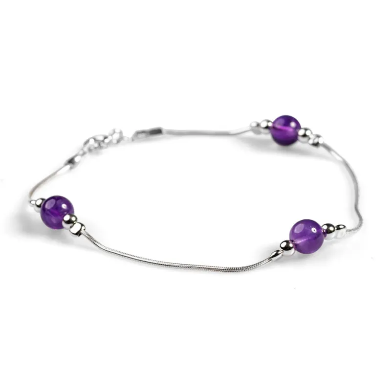 Bead Bracelet in Silver and Amethyst sold by Henryka